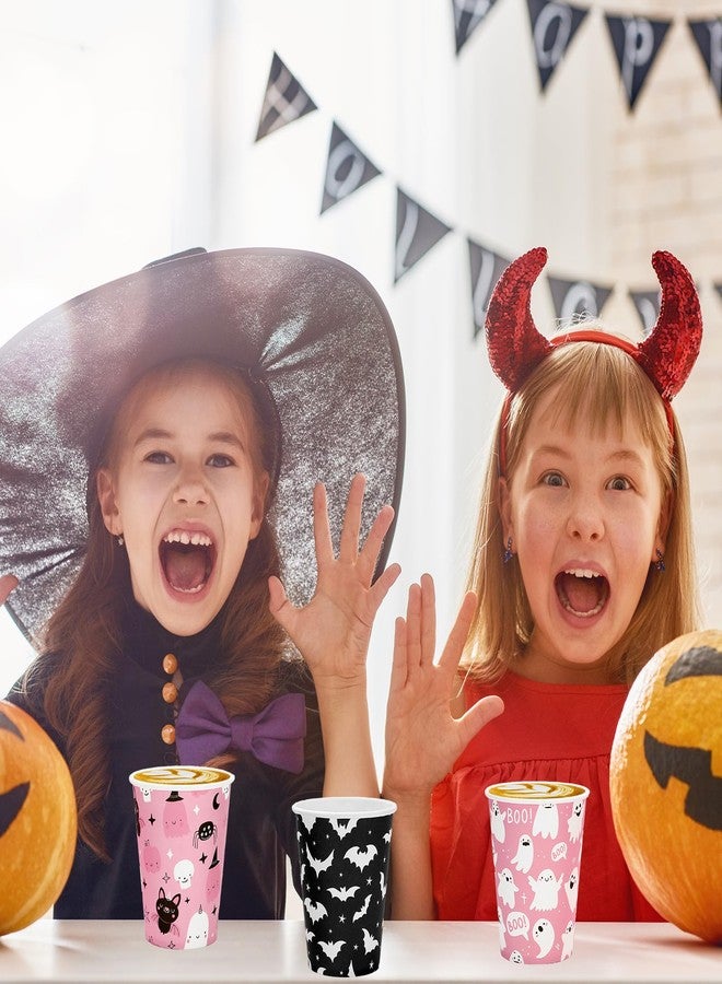 وولاين مجموعة أكواب ورقية من والين، 100 قطعة، بتصميم أشباح الهالوين، سعة 9 أونصة، باللونين الوردي والأسود، بتصميم أشباح وخفافيش لطيفة، أكواب حفلات مخيفة للاستخدام مرة واحدة، مثالية للمشروبات الساخنة والباردة، مناسبة لحفلات الهالوين وأعياد الميلاد وحفلات استقبال المولود. - Image 5